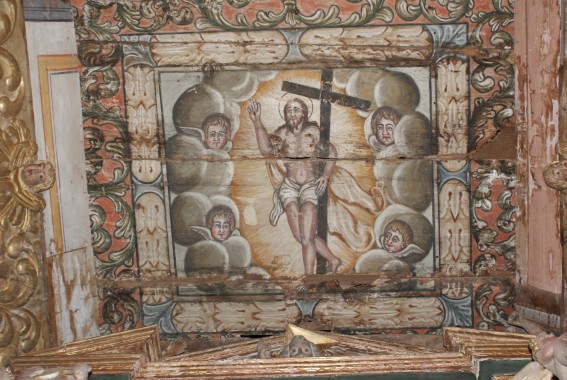 Chiesa di S.Giovanni Battista a Frattoli di Crognaleto (Te): soffitto ligneo dipinto